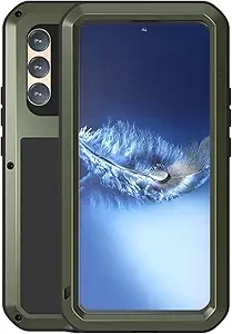 LOVE MEI Military Rugged Case for Samsung Galaxy S22 Plus 5G, with Tempered Glass Screen Protector, Shockproof DustproofHybrid Metal and Silicone Gel Heavy Duty Full Body Cover for S22 Plus (Green)